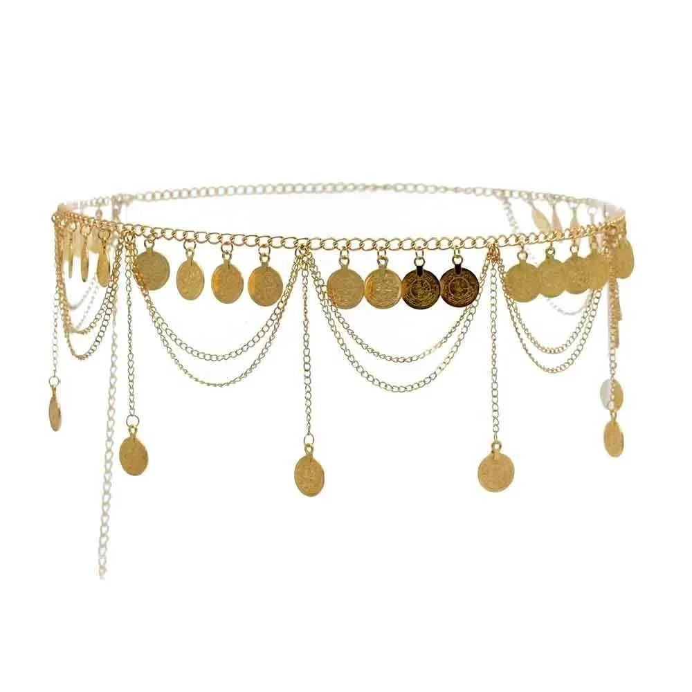 Gypsy Tribe Gold Metal Coin Tassel Waist Chain Retro Belly  display picture 3