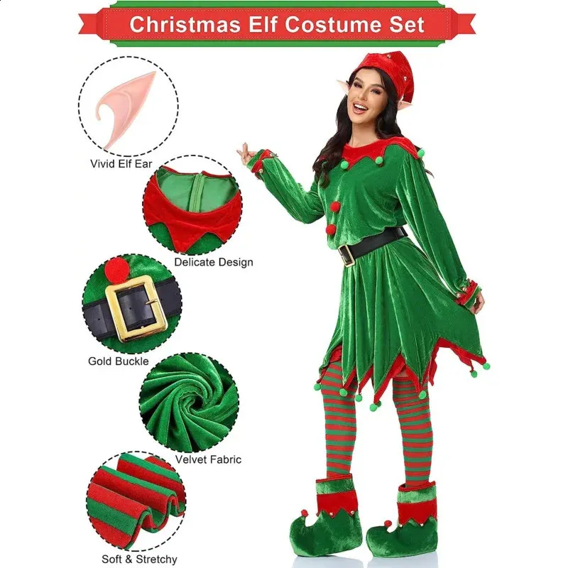 A Green Pantyhose And Tights For Women Ladies Men's Tights Elf Xmas Stockings Halloween Fancy Dress Costume Accessory E Bas Femme Drole - Foto 12