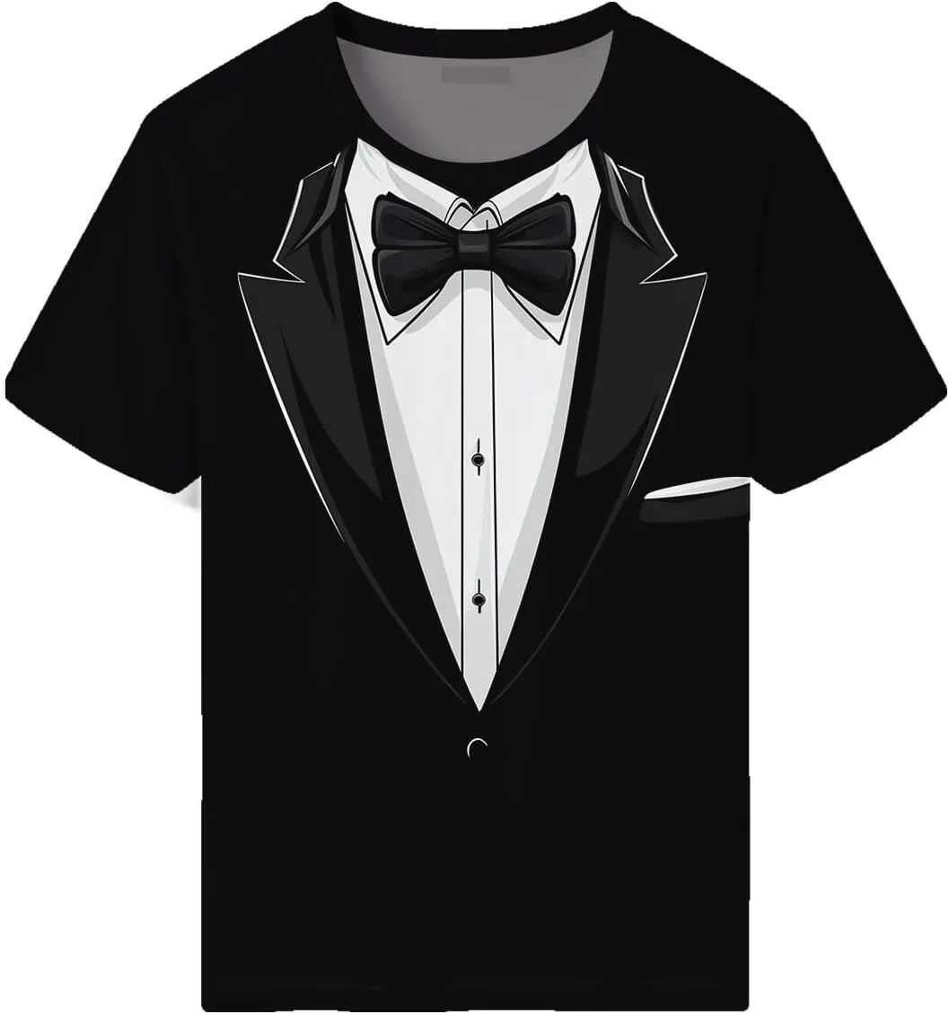 Camisa De Esmoquin Masculina TEE Gráfica De Corbata De Traje