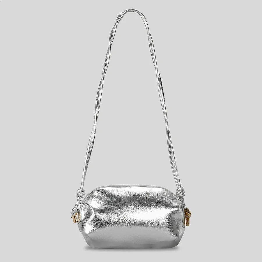 Save Big on Bulk Silver Mini Crossbody Bag Silver Designer Handbags:  Fashionable Oval Crossbody Bag Metallic Pu Leather Hobo Shoulder Bag, Small 