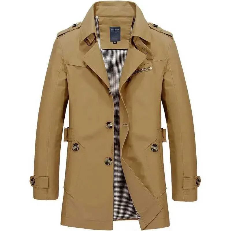 Premium Mens Business Trench Coat Classic British Style