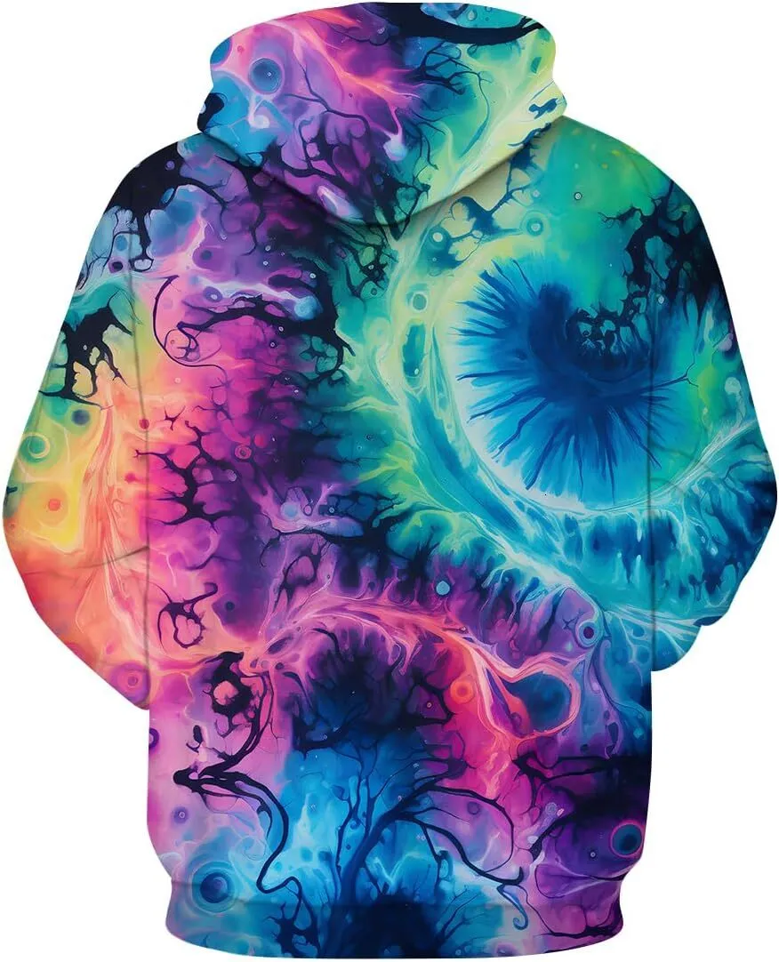 Vibrant Hooded Top with Intricate Patterns Tectonic Abstract Streetwear EDM Rave Festival Polyester  main image 3