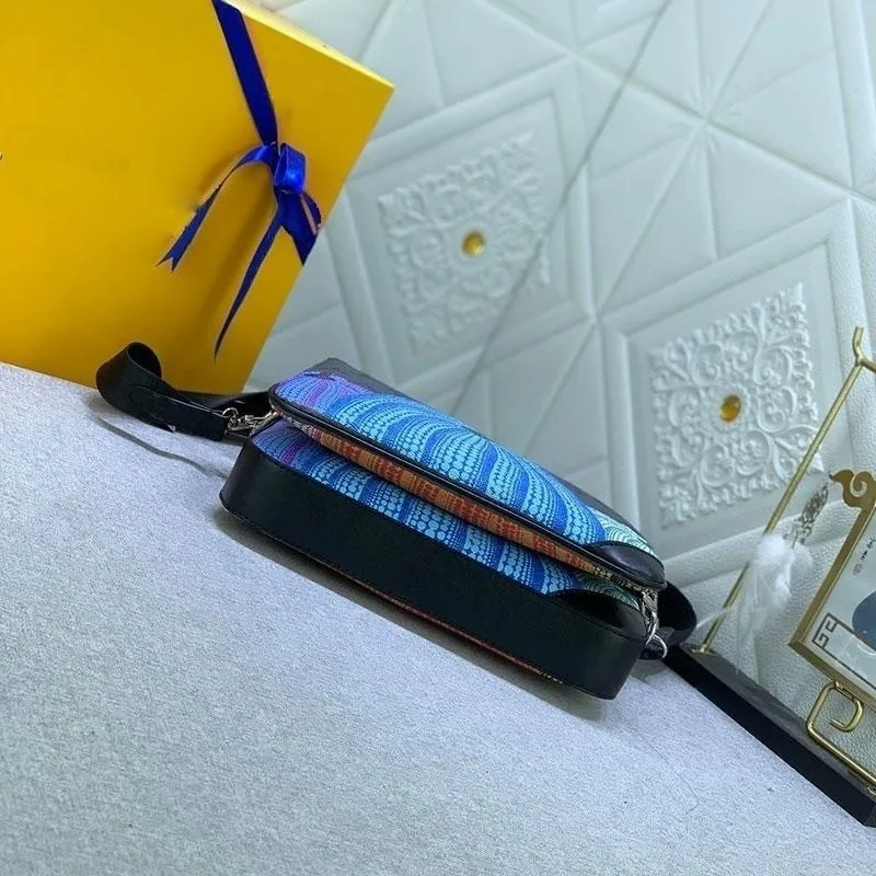 Yayoi Kusama Mens Luxury Leather Messenger Bag Set With