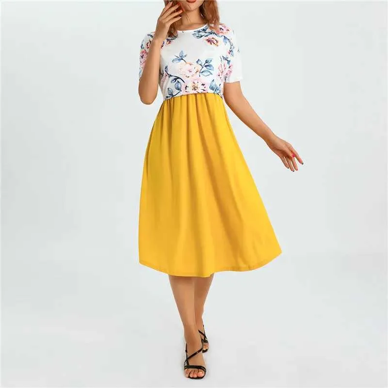 knee length dresses for ladies Kindred Bravely 2-in-1 Maternity and Nursing Midi Dress Camel / L
