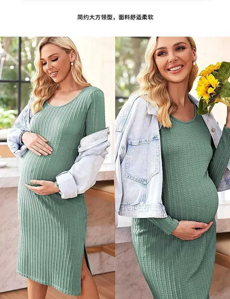 princess polly baby blue dress Winter Autumn Casual Maternity Dresses Pregnancy Dress for Pregnant Wo main image 0