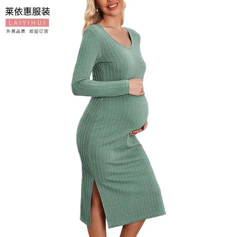 Premium Maternity Long Dress - Long Sleeve Ribbed Knit for Autumn/Winter  Comfort. Shop Now! from Dhgate Maternity Dresses - price 19.29