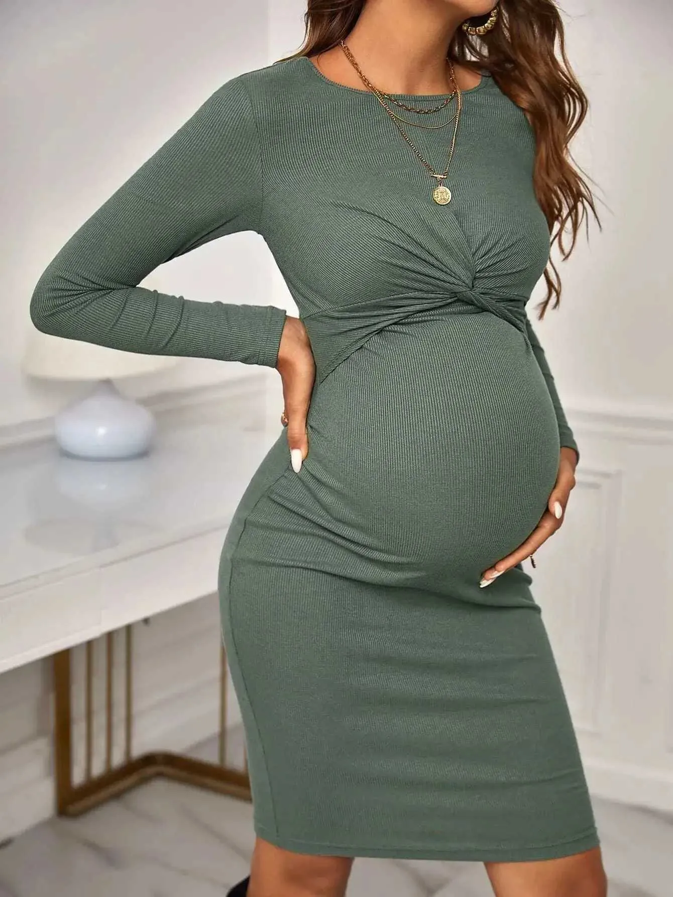 womens v neck dresses Women's V Neck Casual Boho Loose Midi Dress main image 0