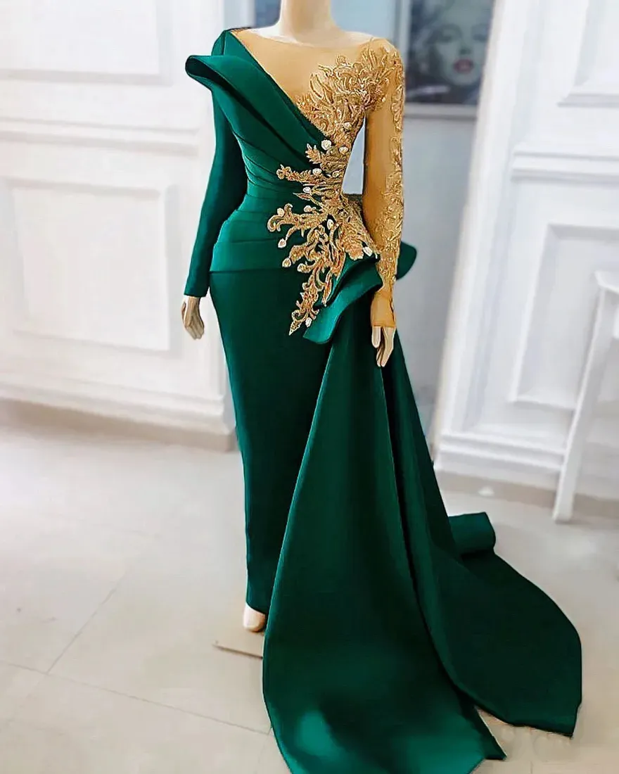 Save Big on Bulk Dark Green Mother Of The Groom Dresses Elegant Mother  Bride Dresses Dark Green Satin Gown With Gold Lace Appliques Ruched Bodice 