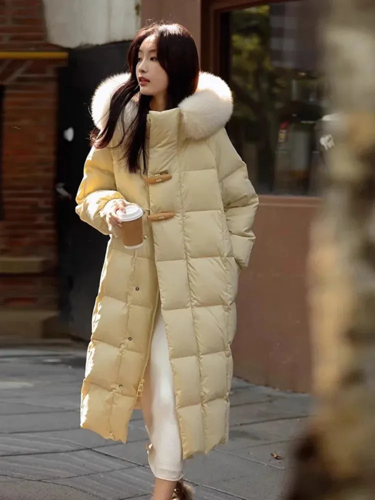 Winter Coats Bubble Jacket With Fur Womens Fur Collar Wool Coat
