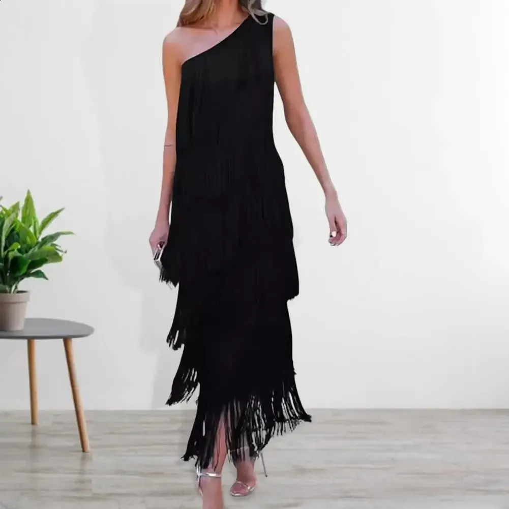 Fringed Tassel Maxi Dress Elegant One Shoulder... From Zara03, $23.59 |  DHgate.Com