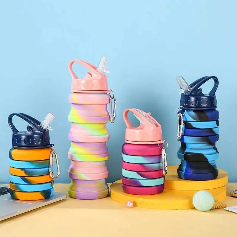 Foldable Water Bottle - Portable & Leakproof 500ml Silicone Sports Cup ...