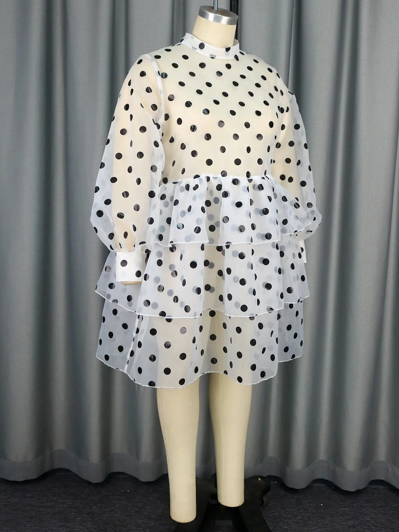White Polka Dot Lace Dress - See Through, Long Sleeved, Plus Size Evening  Party Dress - Shop Now! from Dhgate Runway Dresses - price 57.27