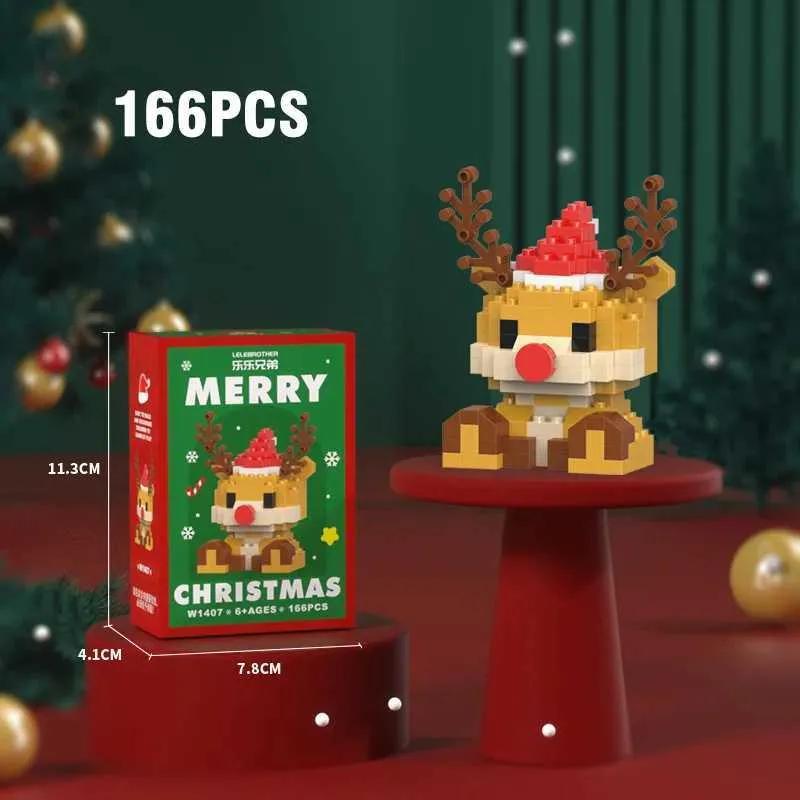 Set 4 Mattoncini Da Costruire Natale - Babbo Natale E Renne, Decorazioni Per Albero Fai Da Te