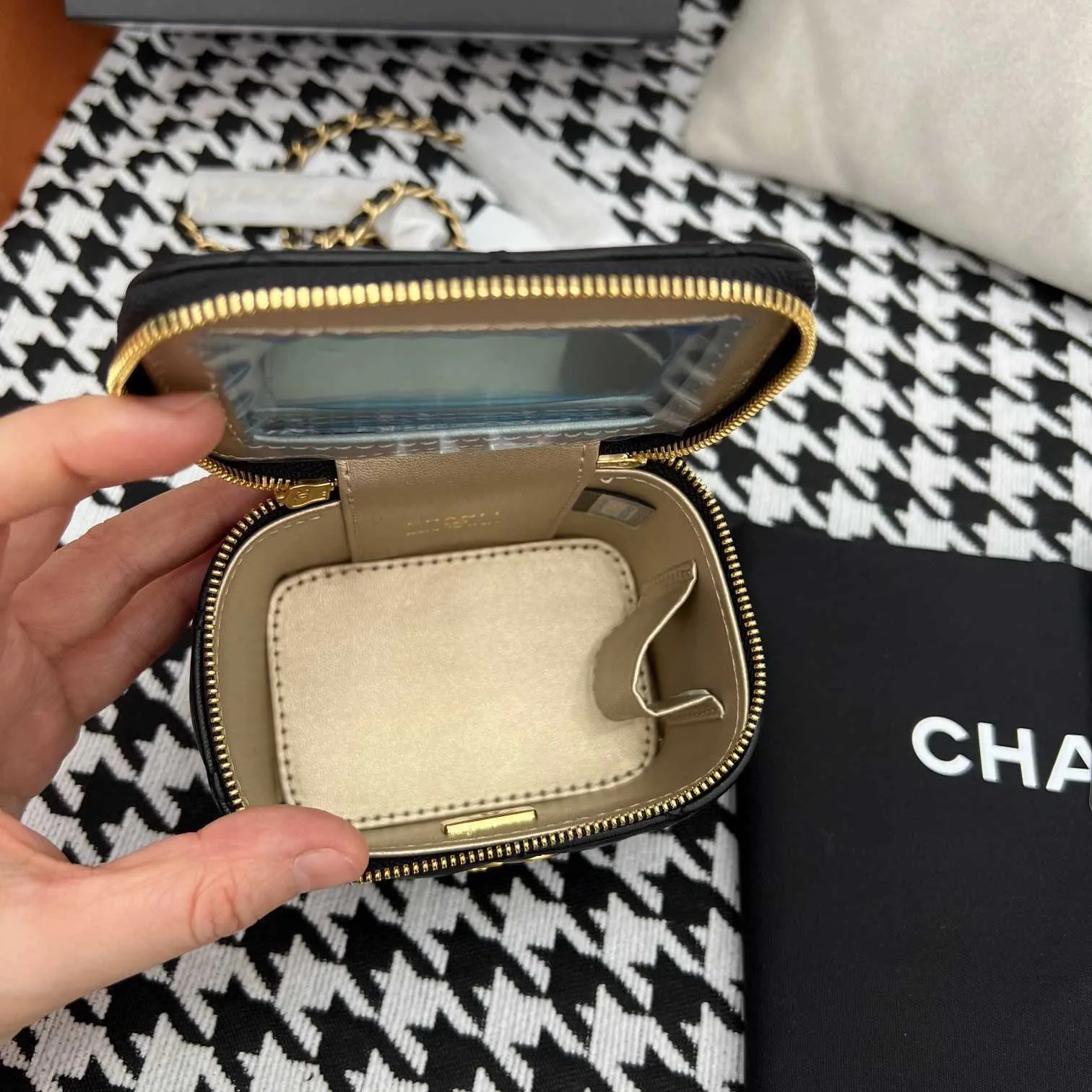 24P Mini CC Crossbody Small Vanity Bag With Golden Ball, Adjustable Box