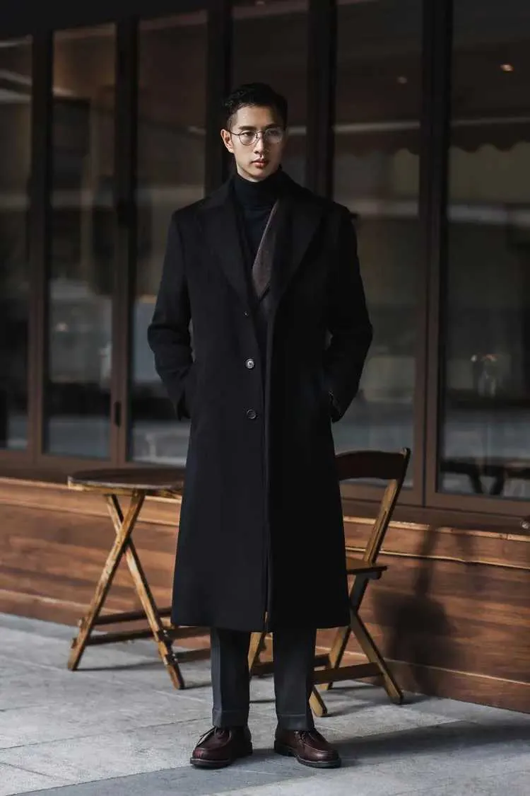 Mauroicardi Wool Blend Trench Coat Mens Long Black From