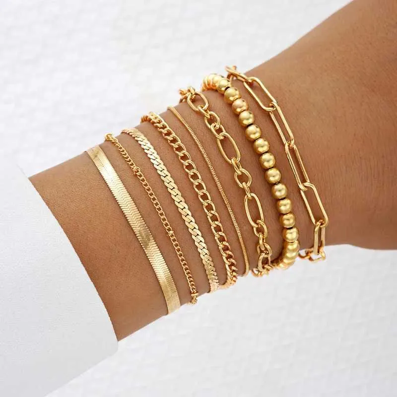 Silver Gold Beaded Bracelet, Stacking Bracelet, Stretch Bracelet, Dainty Stack B