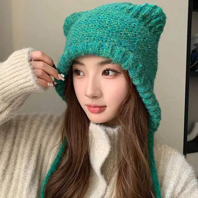 Cat Ear Beanie Warm Beanie with Ears Cute Cat Hats for Women
