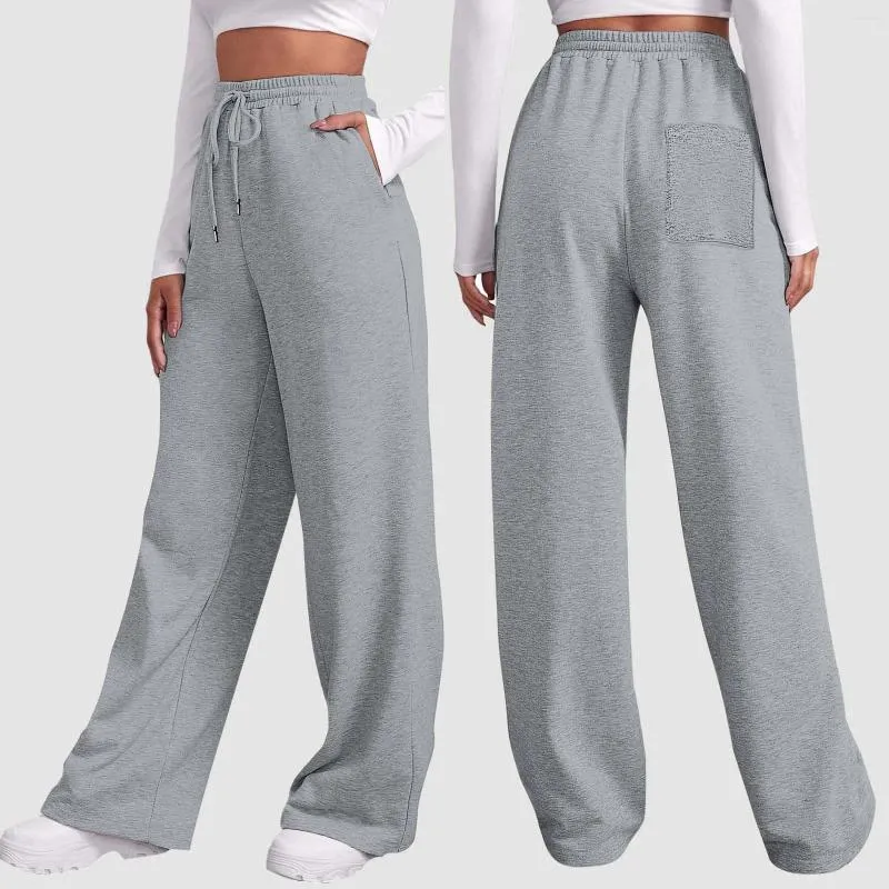 Womens Fleece Lined Sweatpants With Straight Leg Bottom For Sport Jogging Workout Casual Fall Wear Basic Ladies Grey Trousers From Weeklyed 14.71 DHgate.Com