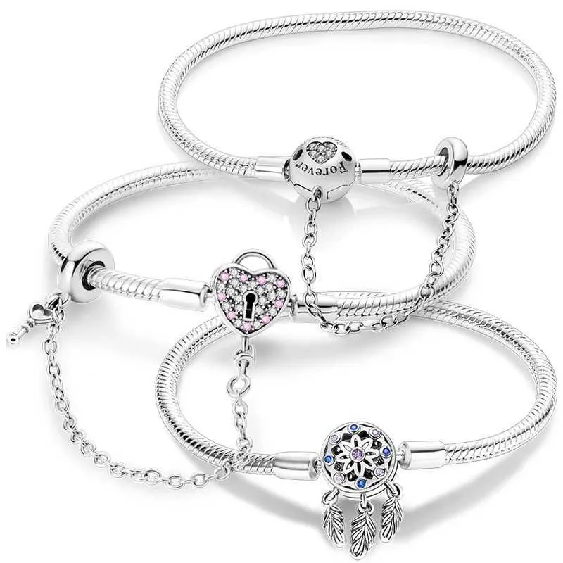 Bracciale In Argento Sterling 925 Con Ciondolo A Cuore