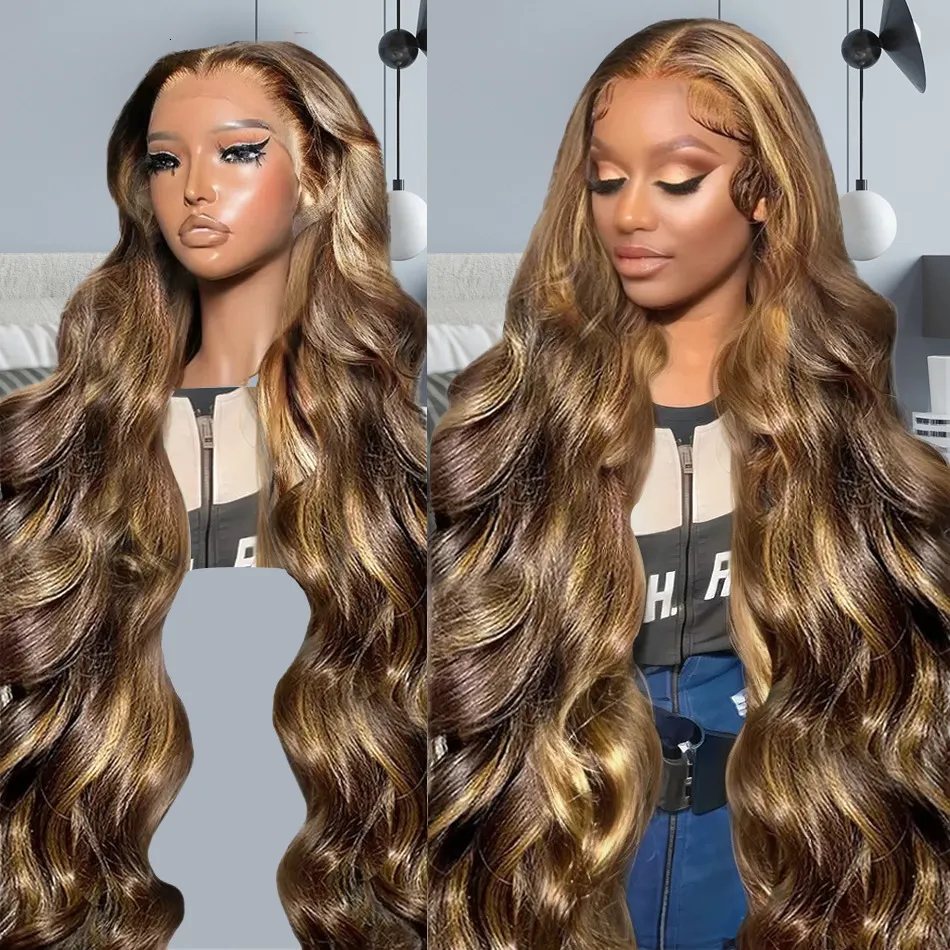 30Inch 13x6 HD Lace Front Wig - 200% Density Body Wave Human Hair Synthetic Wigs 13x6 HD Transparent Lace Frontal 30 Inch Body  main image 2