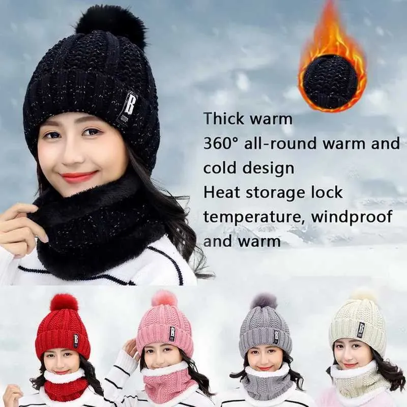 Ski Beanie Womens Knitted Winter Scarf Beanie Set,... From  display picture 1