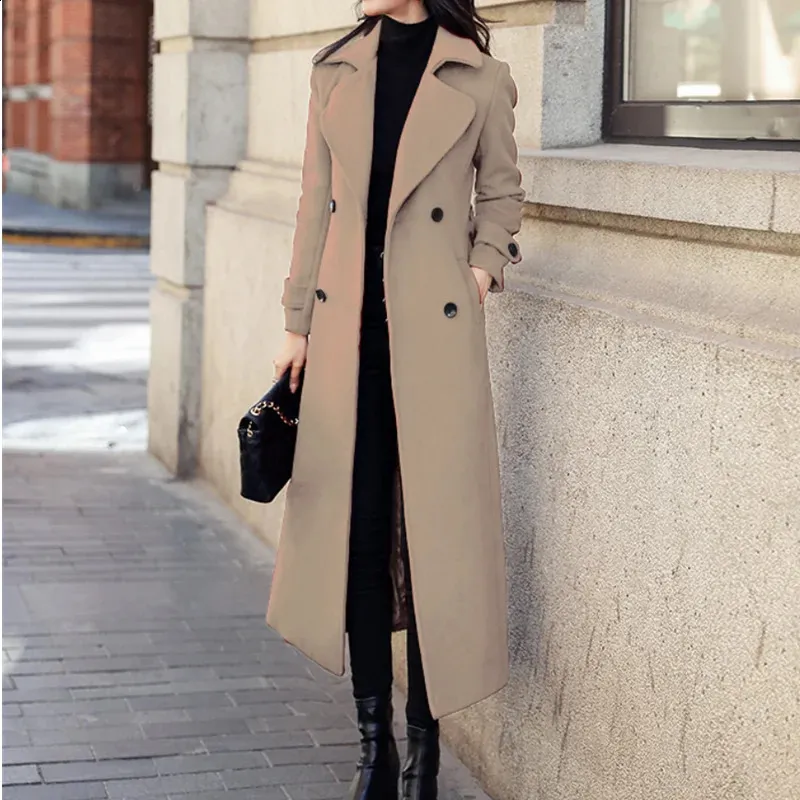 Abrigo Largo De Mujer Tipo Gabardina Con Cinturón - De Lana Y Tweed, Con Capucha, Ideal Para Invierno Y Entretiempo