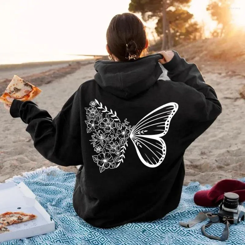 Women s Floral Butterfly Hoodie Soft Stylish Hooded Sweatshirt for Animal Lovers