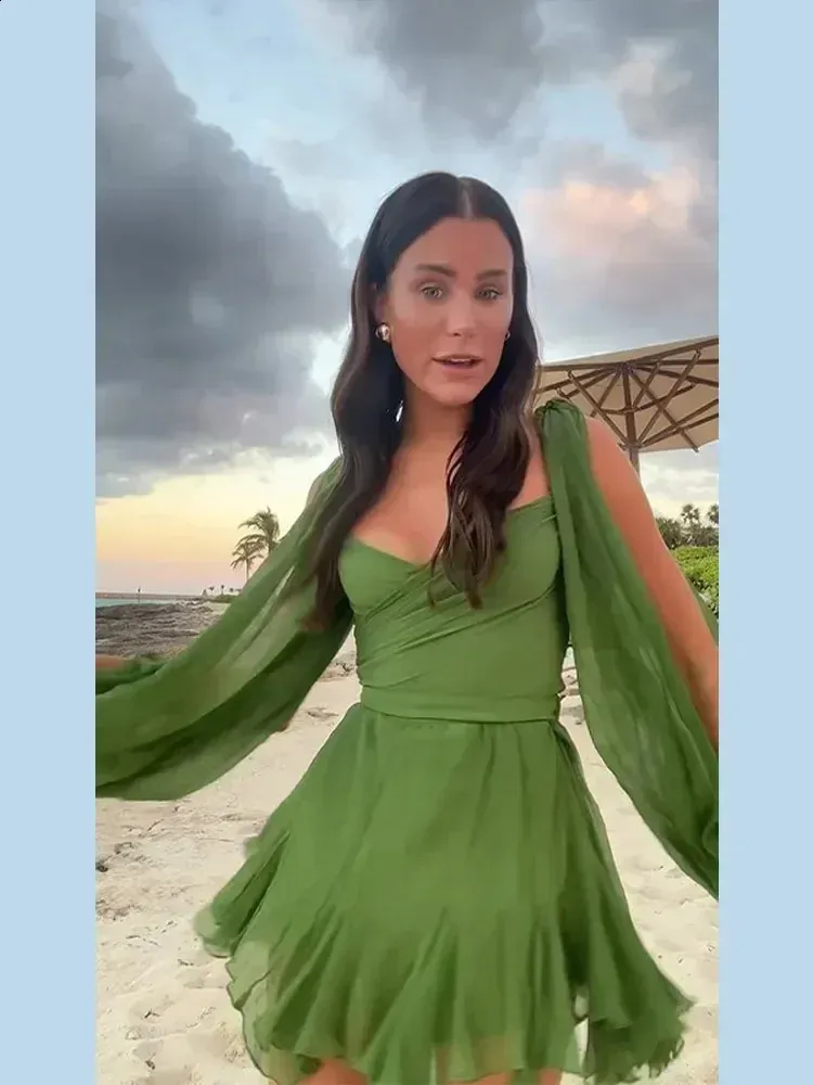 Women Sexy Green Pleated Mini Dress Summer Fashion... From Zara03, $24.88 |  DHgate.Com