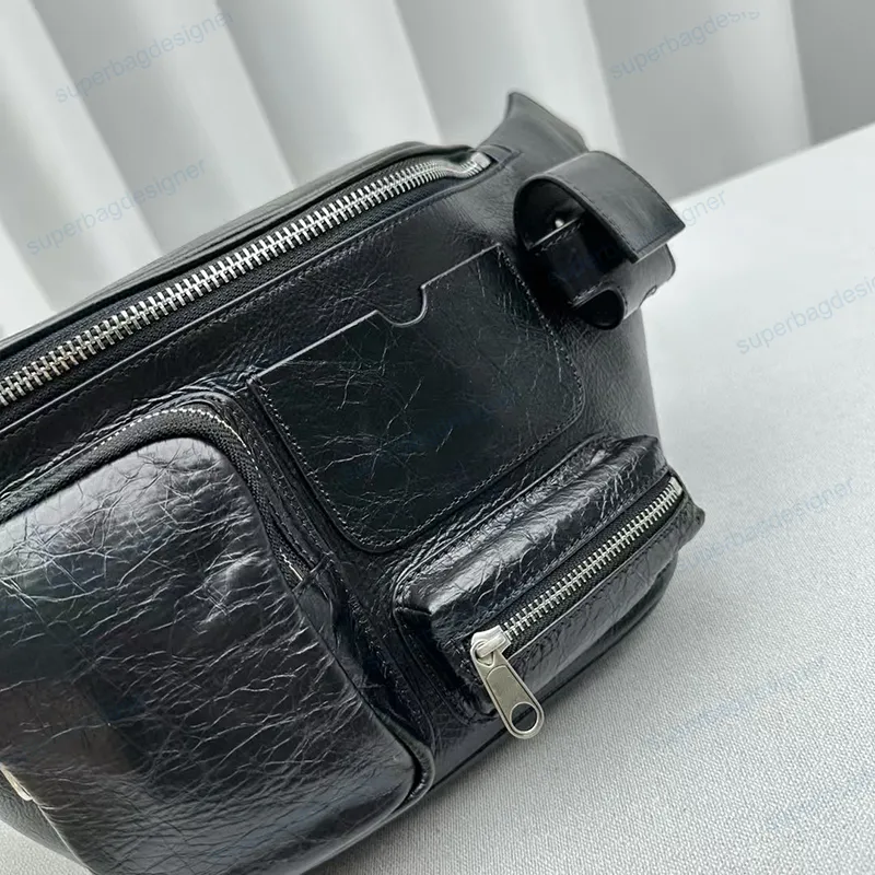 10A Waist Le Cagole Multi Pocket Cracked Leather Belt... From 