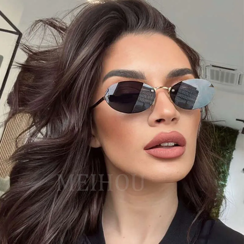 Frameless Sunglasses Women, Rimless Oval Sunglasses:... From  display picture 2