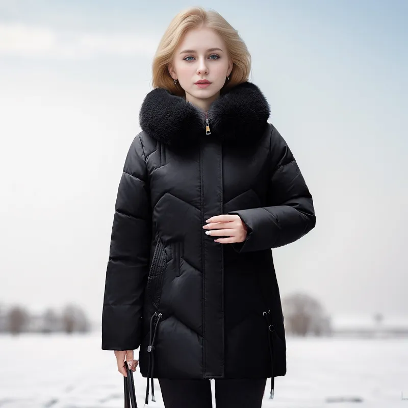 Grey Puffer Jacket Ladies Quilted Winter Coat, Womens Cotton