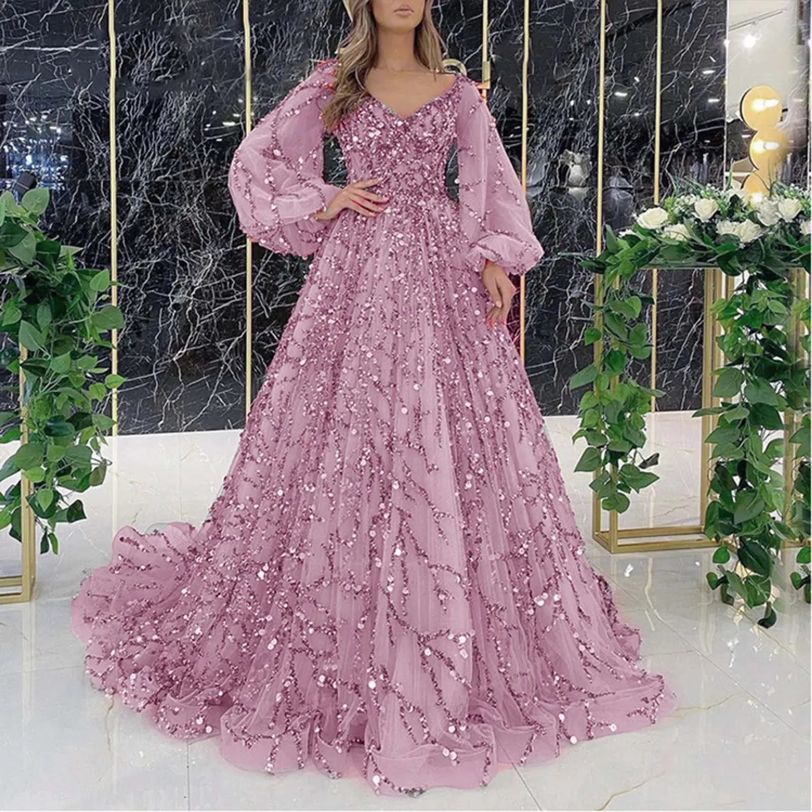 sachin and babi light blue dress Elegant Light Pink Prom Dresses Sequins Evening Party Floor Length Dress  For Women Mesh Long Sleeve
