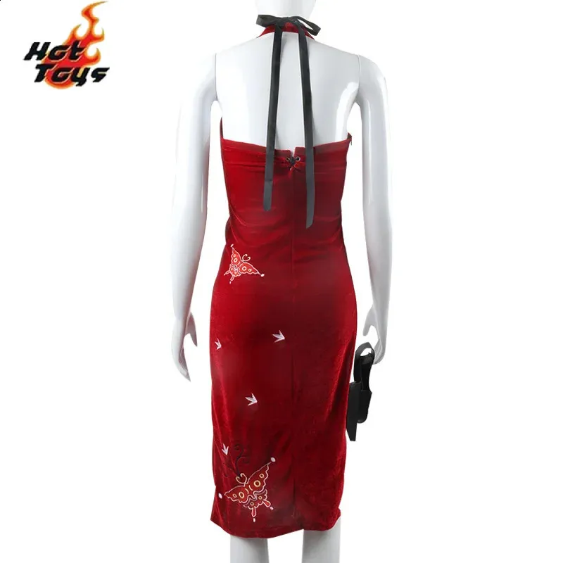 Ada Wong Red Lace Cheongsam Role Playing chinese dress Set for Women - Perfect for Halloween, Christmas, and Secret Service Ada Wong Red Lace Cheongsam Role Playing chinese dress Set for Women - Perfect for Halloween, Christmas, and Secret Service