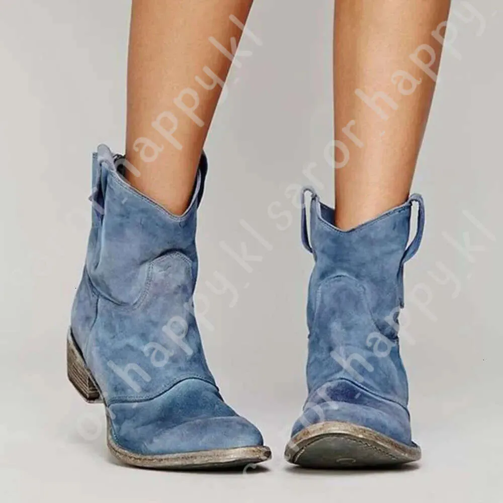Retro Cowboy Isabel Marant Darizo Boots For Women Designer Low Heels PU Leather Vintage Denim Fashionable Western Booties Style 514 From Factory Saror happy kl Bulk 40.2 DHgate.Com