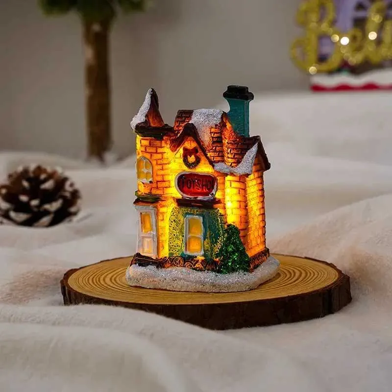 Christmas 2024 Resin Snow House LED Night Light, Xmas Home