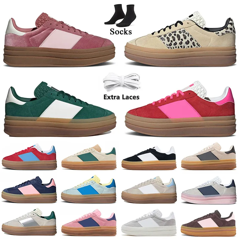 Platform Gazelle Bold Designer Cream Collegiate Green Suede Leather Pink Glow Gum Gazelles White Black Super Pop Flat Trainers Sneakers 1 658 DHgate