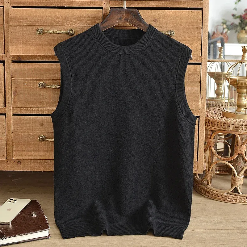 ZNTX Pure Cashmere Sweater Mens Collar Vest Thickened From