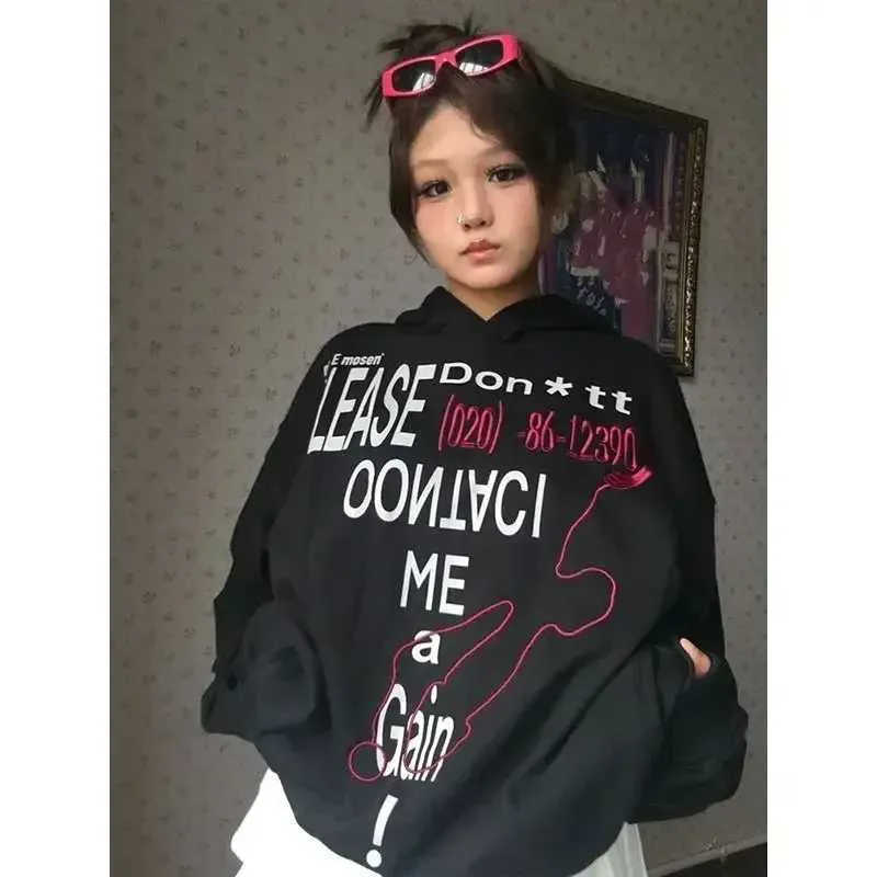 Womens Hoodies Sweatshirts Monogram Print Black Womens Hoodies Sweatshirt Autumn And Winter New Trend Niche Unique Swt Cool Loose Long Slved Top Y2410077OO7 From Liuquk 4.4 DHgate.Com