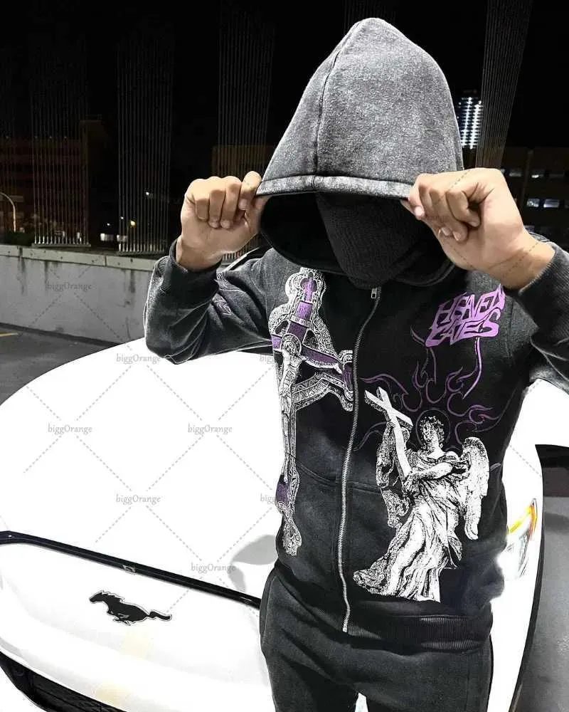New Strt Fashion Printed Thick Zip Up Hoodie With Y2K High New Strt Fashion Printed Thick Zip Up Hoodie With Y2K High