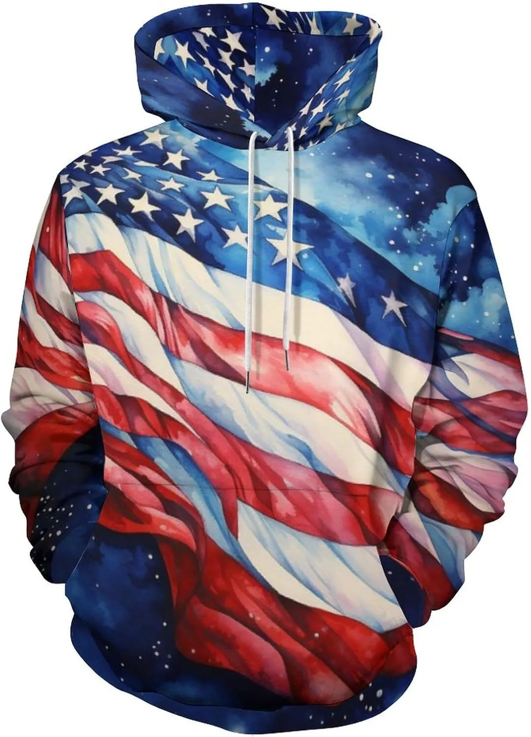 American Flag Red White Blue Tie Dye Sweatshirt Funny Hoodie: Tie