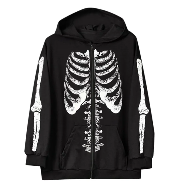 Mens Gothic Skeleton Sweatshirt Polyester Regular Length Graphic