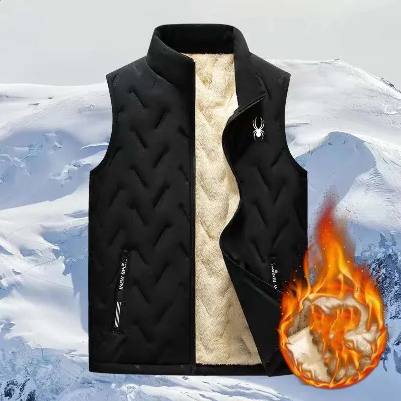 Mens Slim Fit Thermal Vest Warm Sleeveless Jacket With Stand Up