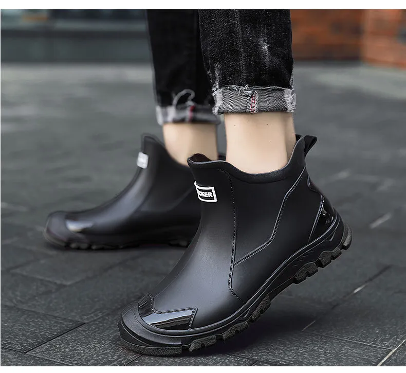 Mens Rain Boots Outdoor Casual Men Ankle Hiking Fishing Water Shoes Waterproof Work Boot Personality Non-slip Male_desvips.com