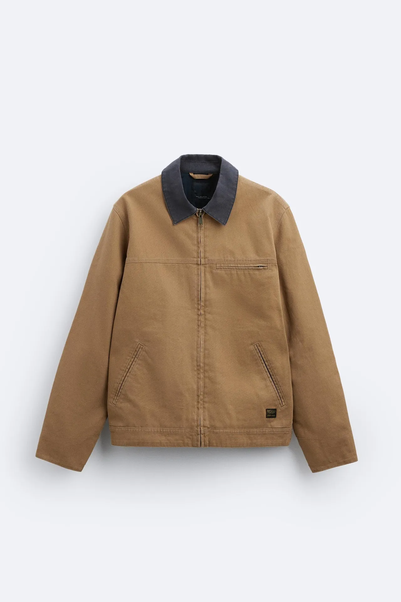 Color Collision Collar Washed Jacket For Men Chic Loose