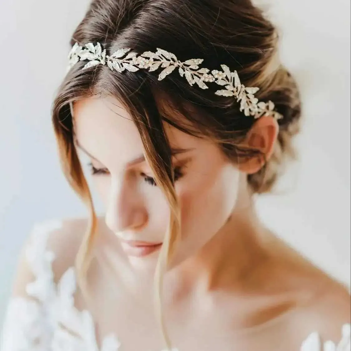 Fashion Gold Silver Color Leaves Bridal Headbands For 