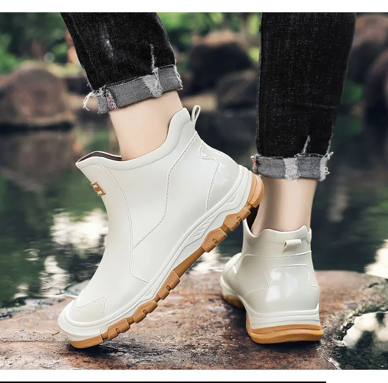 Mens Rain Boots Outdoor Casual Men Ankle Hiking Fishing Water Shoes Waterproof Work Boot Personality Non-slip Male_desvips.com