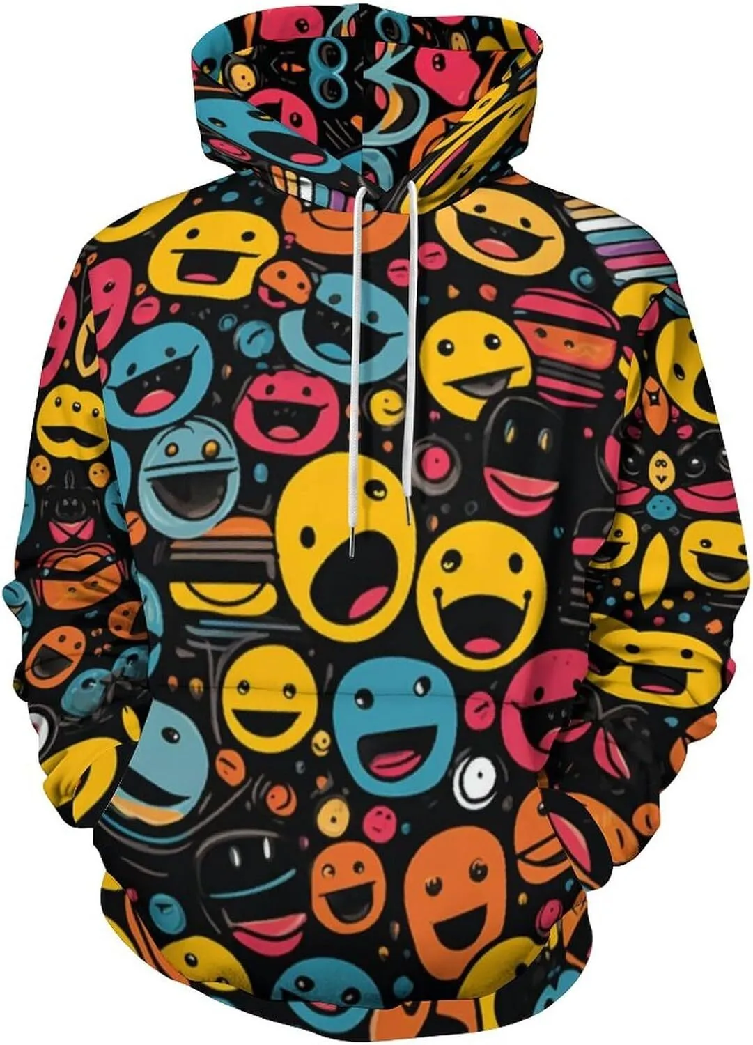 Funniest Hoodies Smiling Face Sweatshirt: Mens Graphic Hoodies