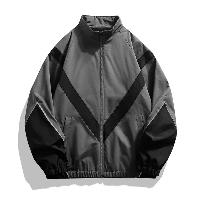 Harajuku Style Men's Reflective Strip bomber jacket