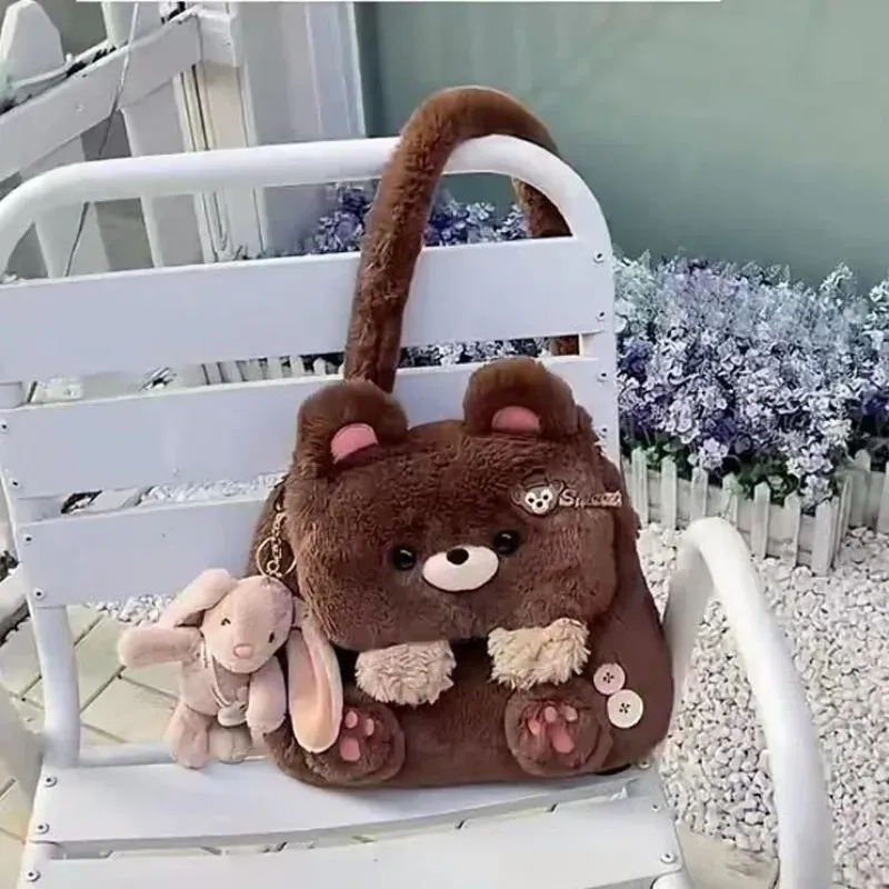 Cute Teddy Bear Plush Backpack For Women, Small Nylon  display picture 3