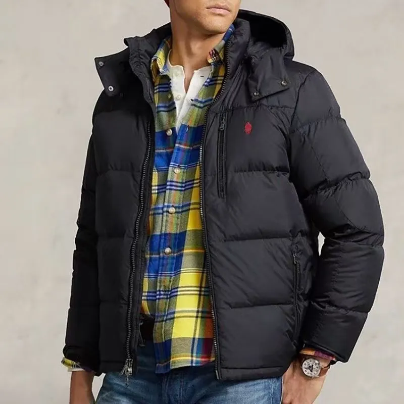Luxury Ralphelauren Men s polo puffer jacket with Pony Embroidery Logo and Hooded Down Design Perfect for Winter